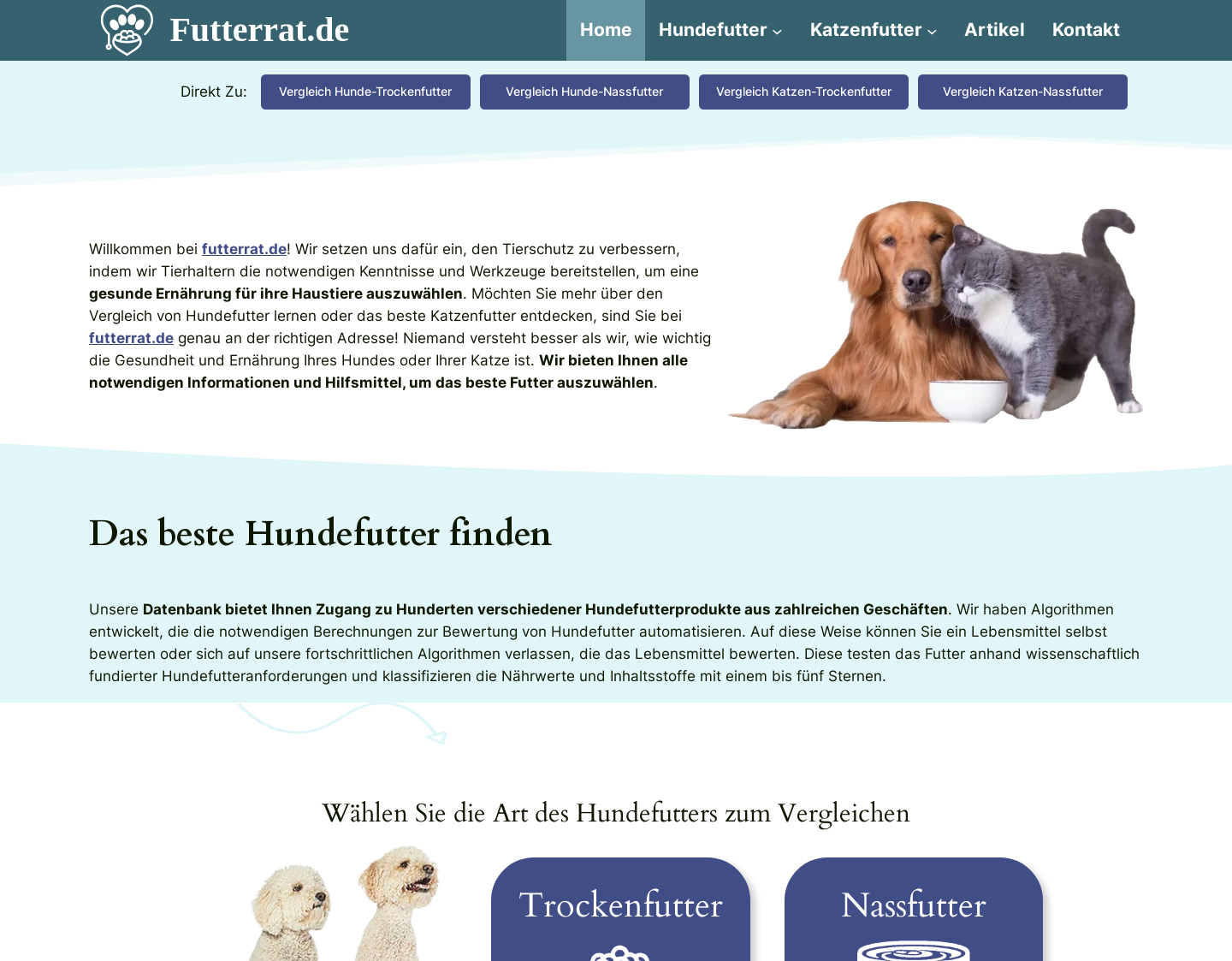 Aktuelle Website-Vorschau von Futterrat.de