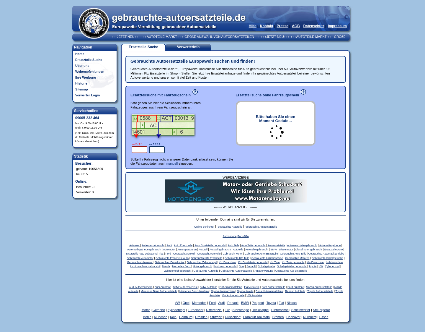 Aktuelle Website-Vorschau von Autoersatzteile günstig online finden