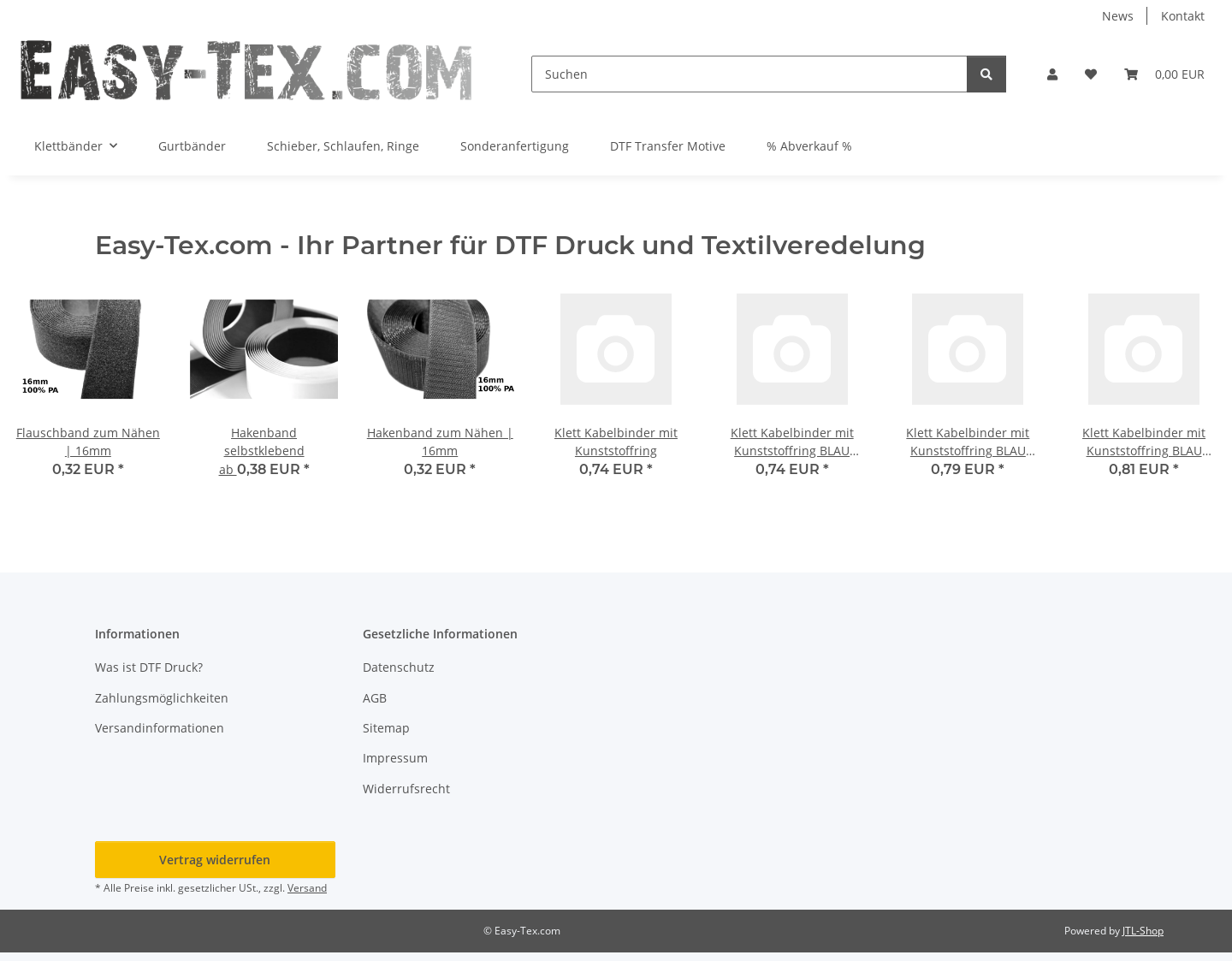 Aktuelle Website-Vorschau von Easy-Tex – Klettbänder und Textilveredelung