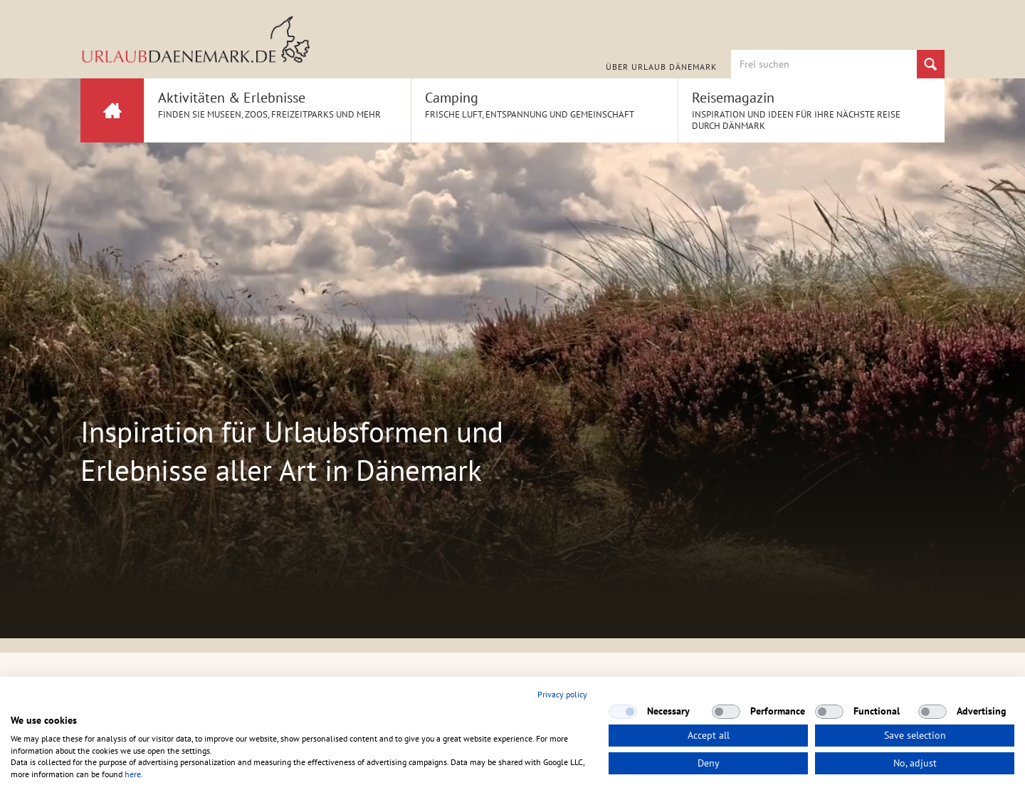 Aktuelle Website-Vorschau von URLAUB DÄNEMARK – Reiseportal für Dänemark-Urlaub