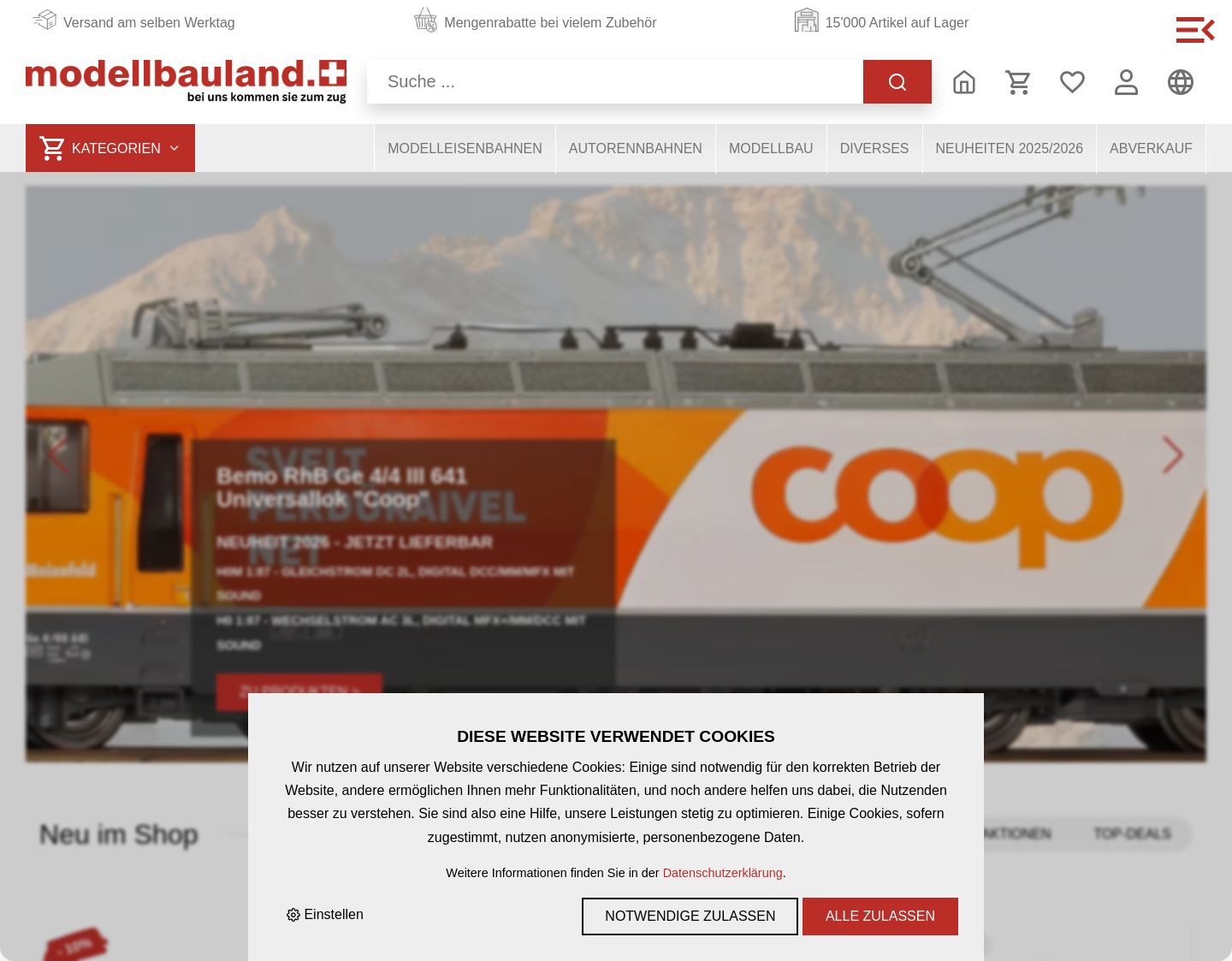 Aktuelle Website-Vorschau von Modelleisenbahnen RC-Modellbau