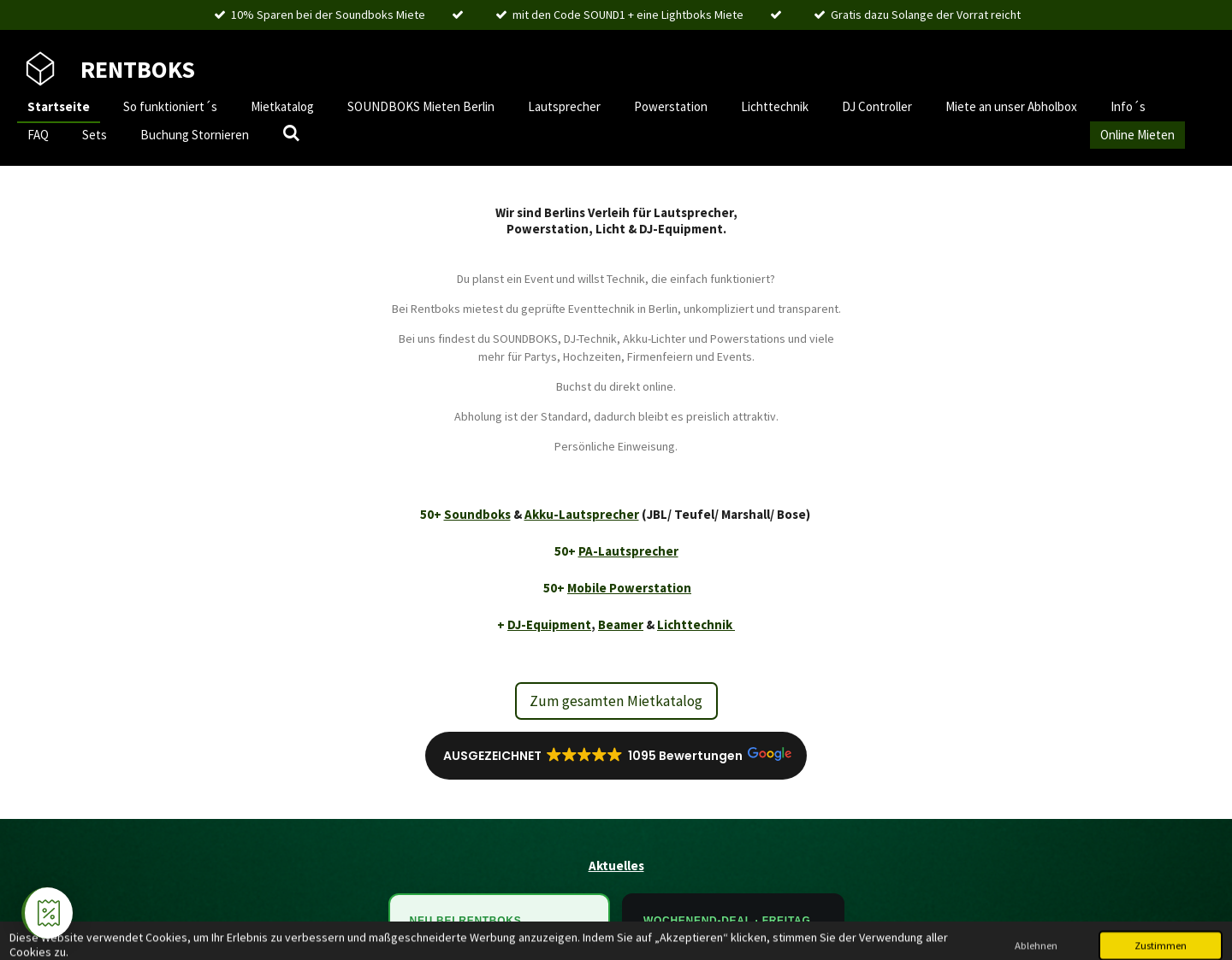Aktuelle Website-Vorschau von Rentboks – Veranstaltungstechnik in Berlin