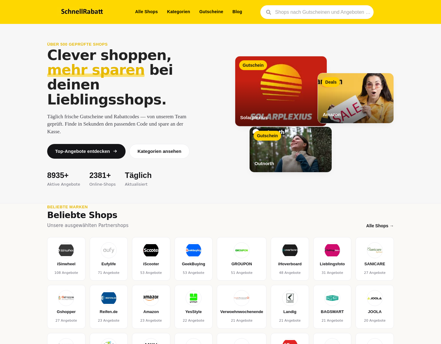 Aktuelle Website-Vorschau von SchnellRabatt