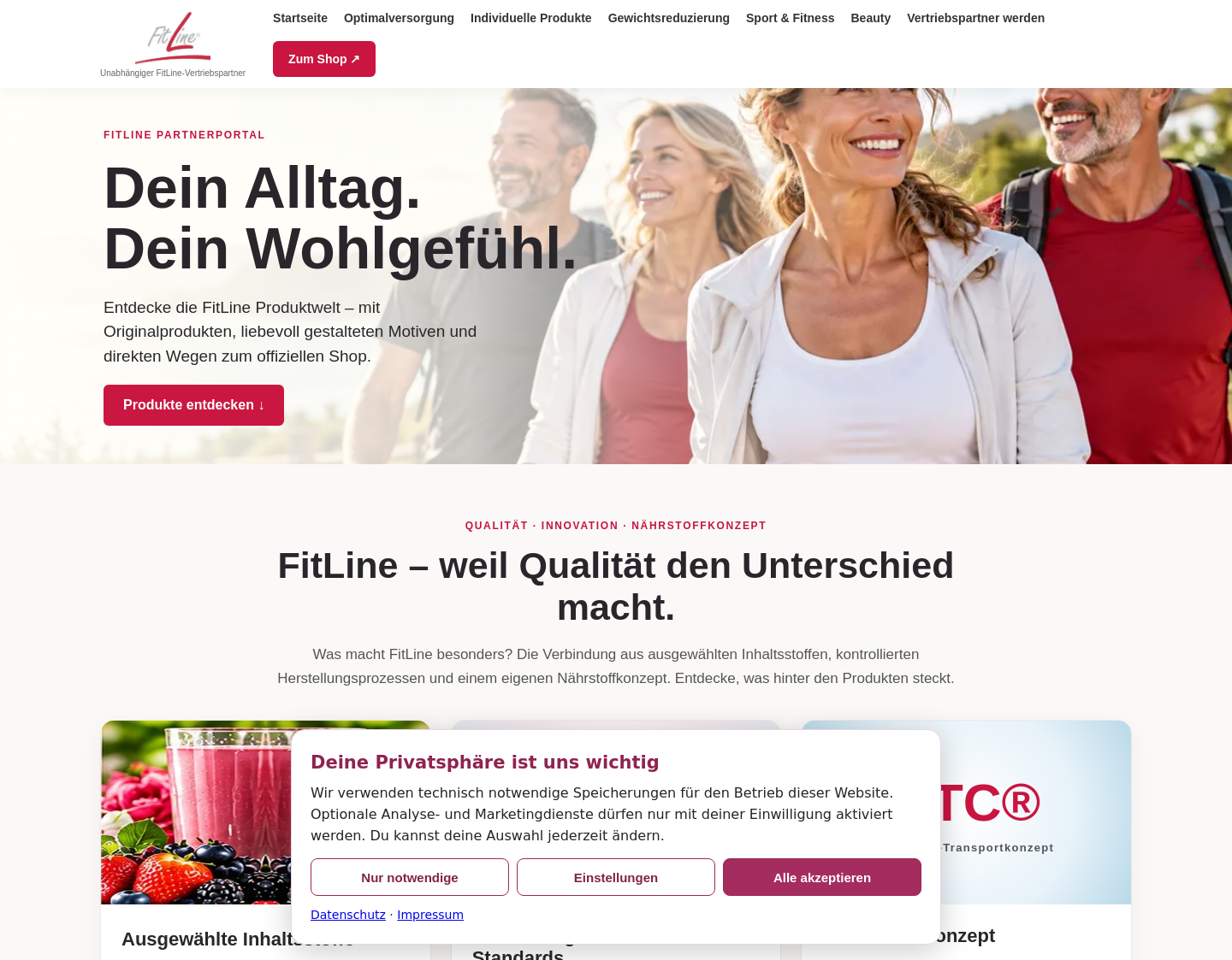 Aktuelle Website-Vorschau von Zellebene24 – unabhängiges FitLine-Informationsportal