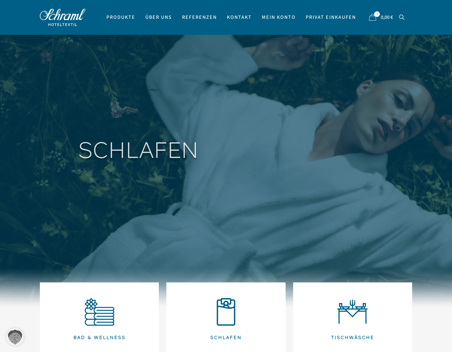 Aktuelle Website-Vorschau von Schraml Hoteltextil: Bettwäsche, Frottier und Tischwäsche für Hotels