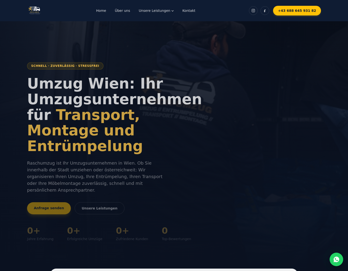 Aktuelle Website-Vorschau von Raschumzug – Umzug & Entrümpelung in Wien