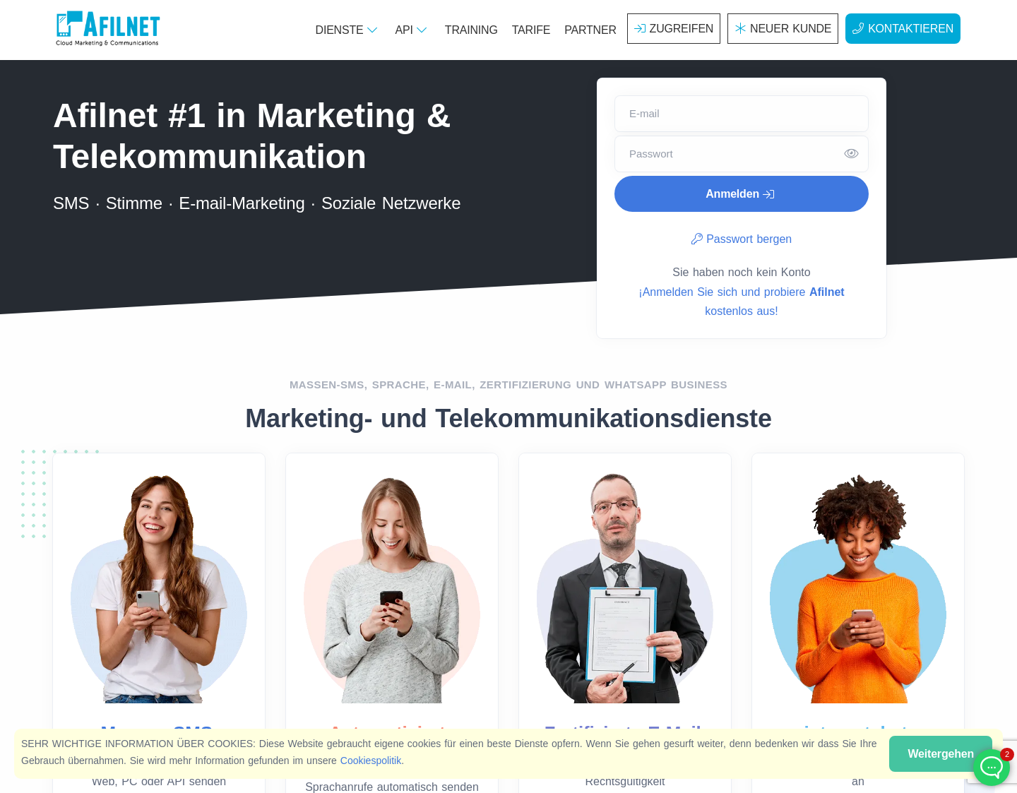 Aktuelle Website-Vorschau von Afilnet