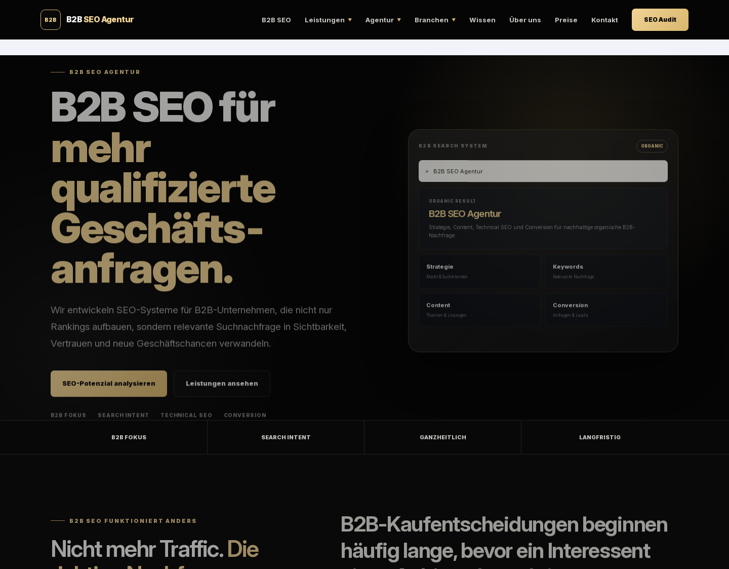Aktuelle Website-Vorschau von B2B SEO Agentur