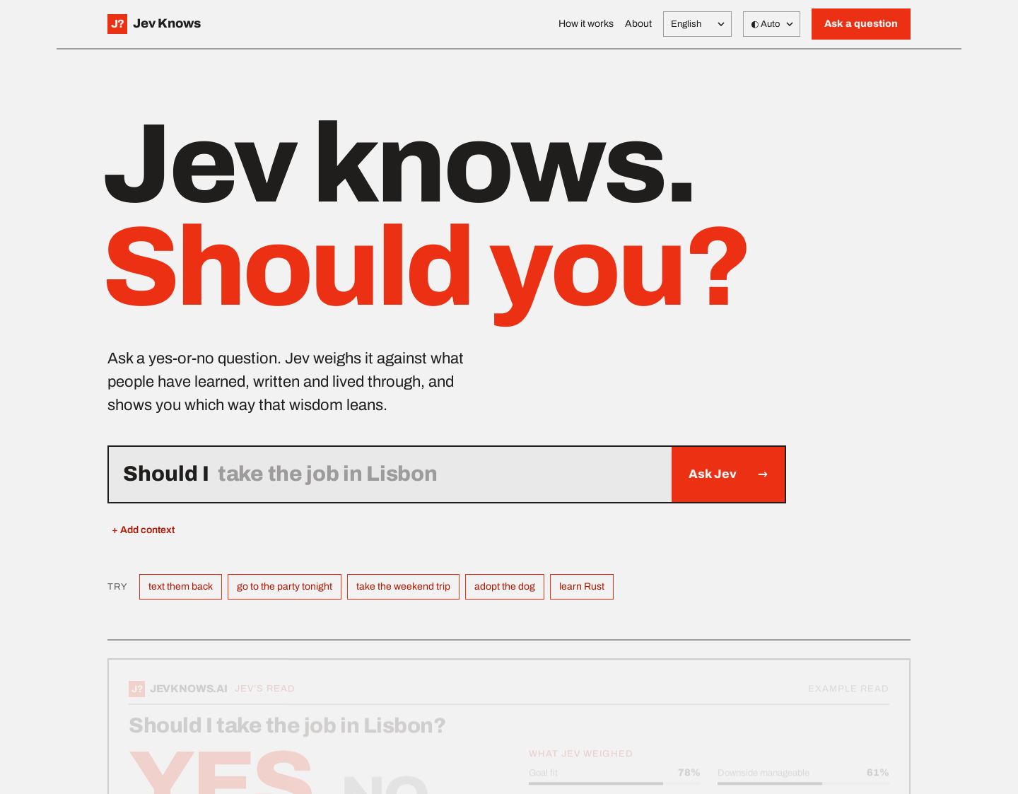 Aktuelle Website-Vorschau von Jev weiß Bescheid