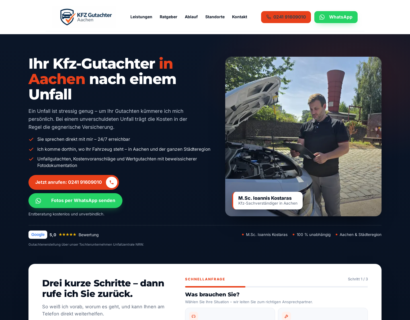 Aktuelle Website-Vorschau von Kfz-Gutachter in Aachen