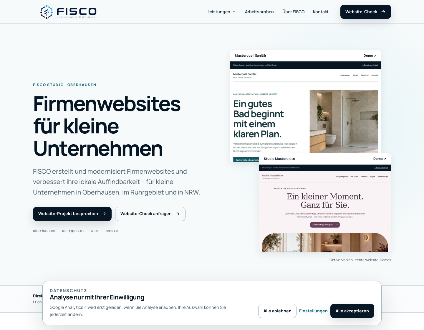 Aktuelle Website-Vorschau von FISCO Studio