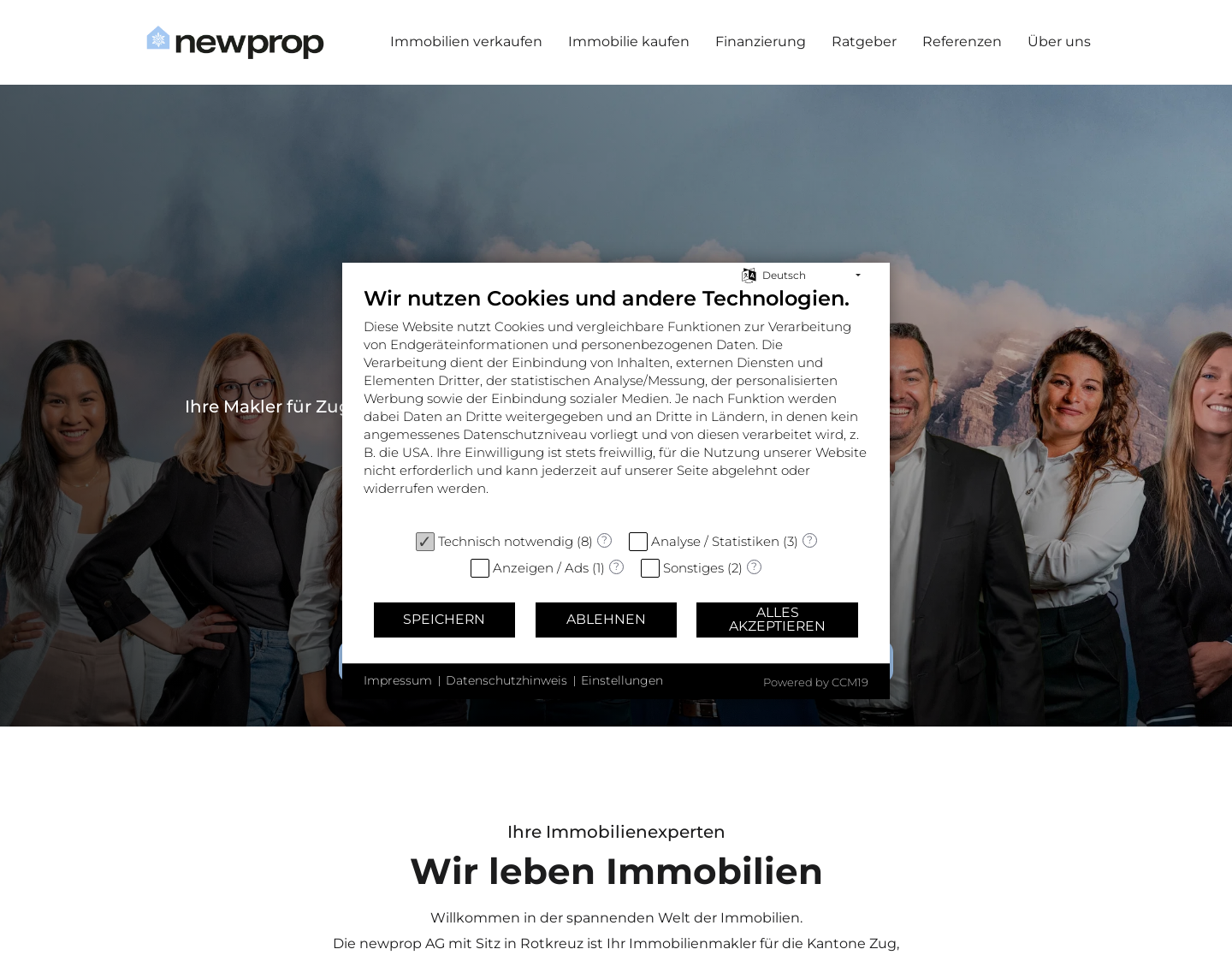Aktuelle Website-Vorschau von newprop AG – Immobilienmakler in Rotkreuz