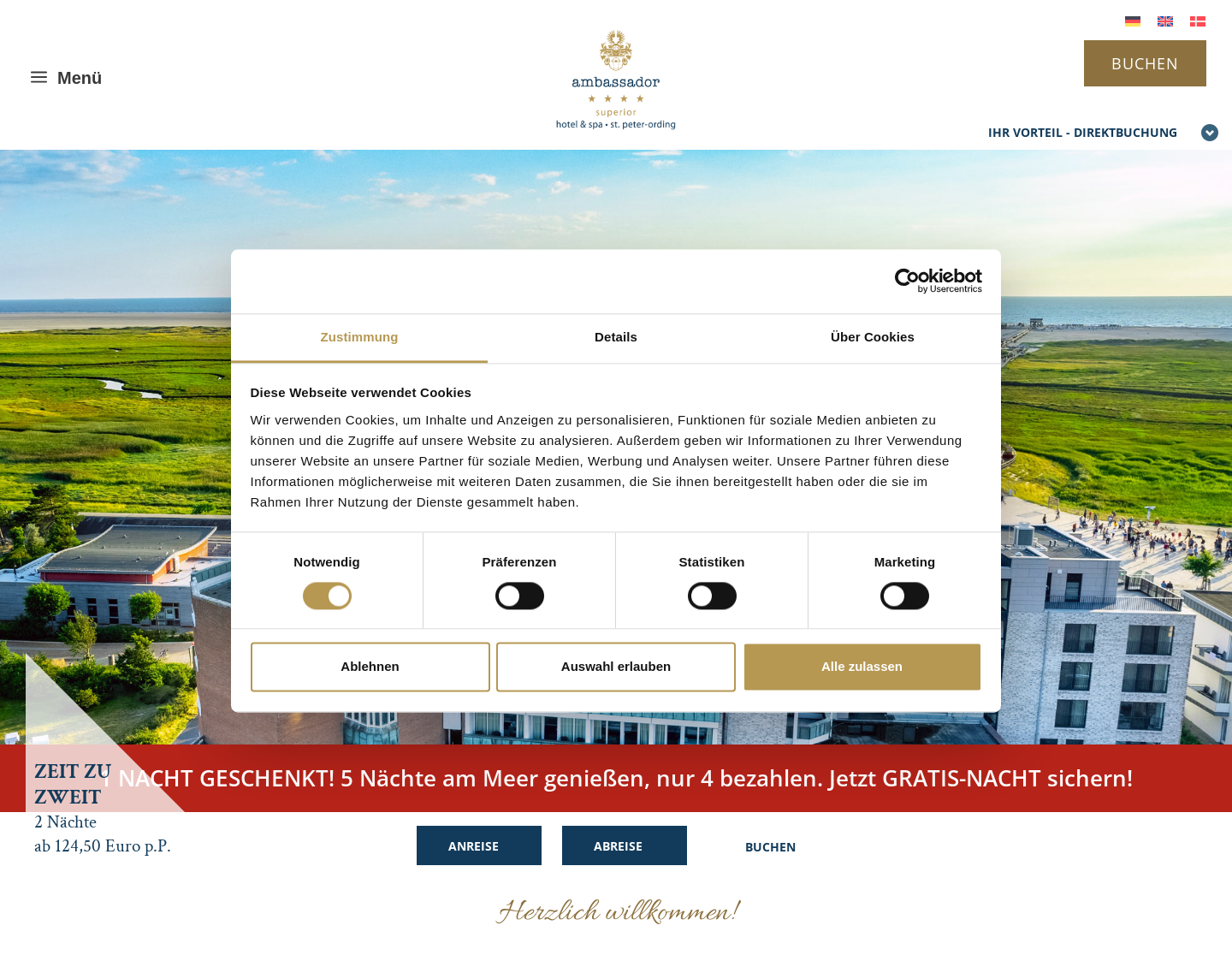 Aktuelle Website-Vorschau von Hotel Ambassador - Ein Meerurlaub zum Genießen