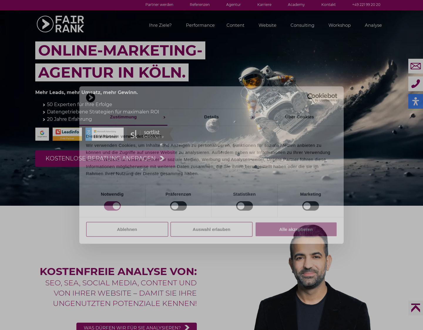 Aktuelle Website-Vorschau von Suchmaschinen Marketing Fairrank