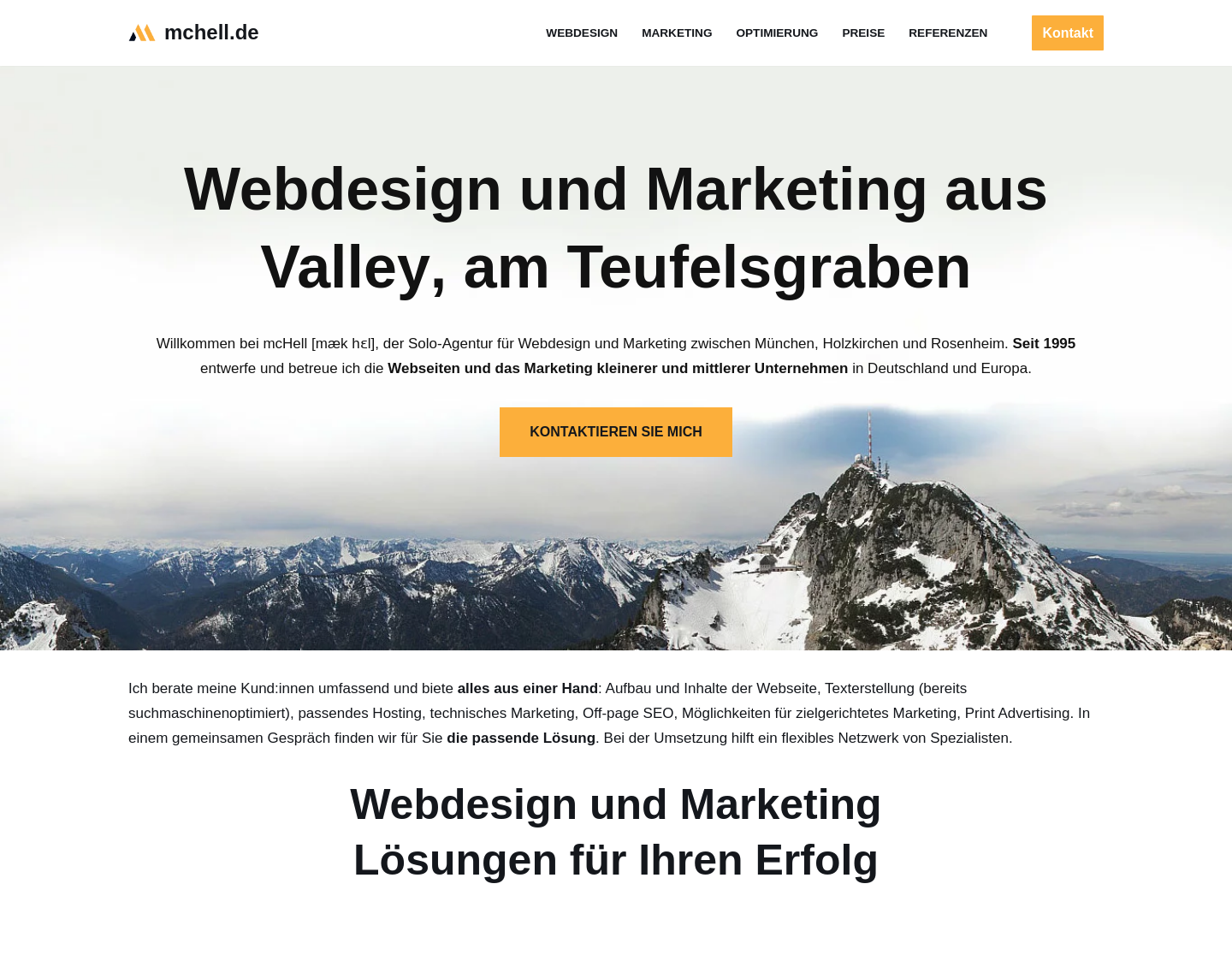 Aktuelle Website-Vorschau von Agentur McHell: Webdesign aus Rosenheim