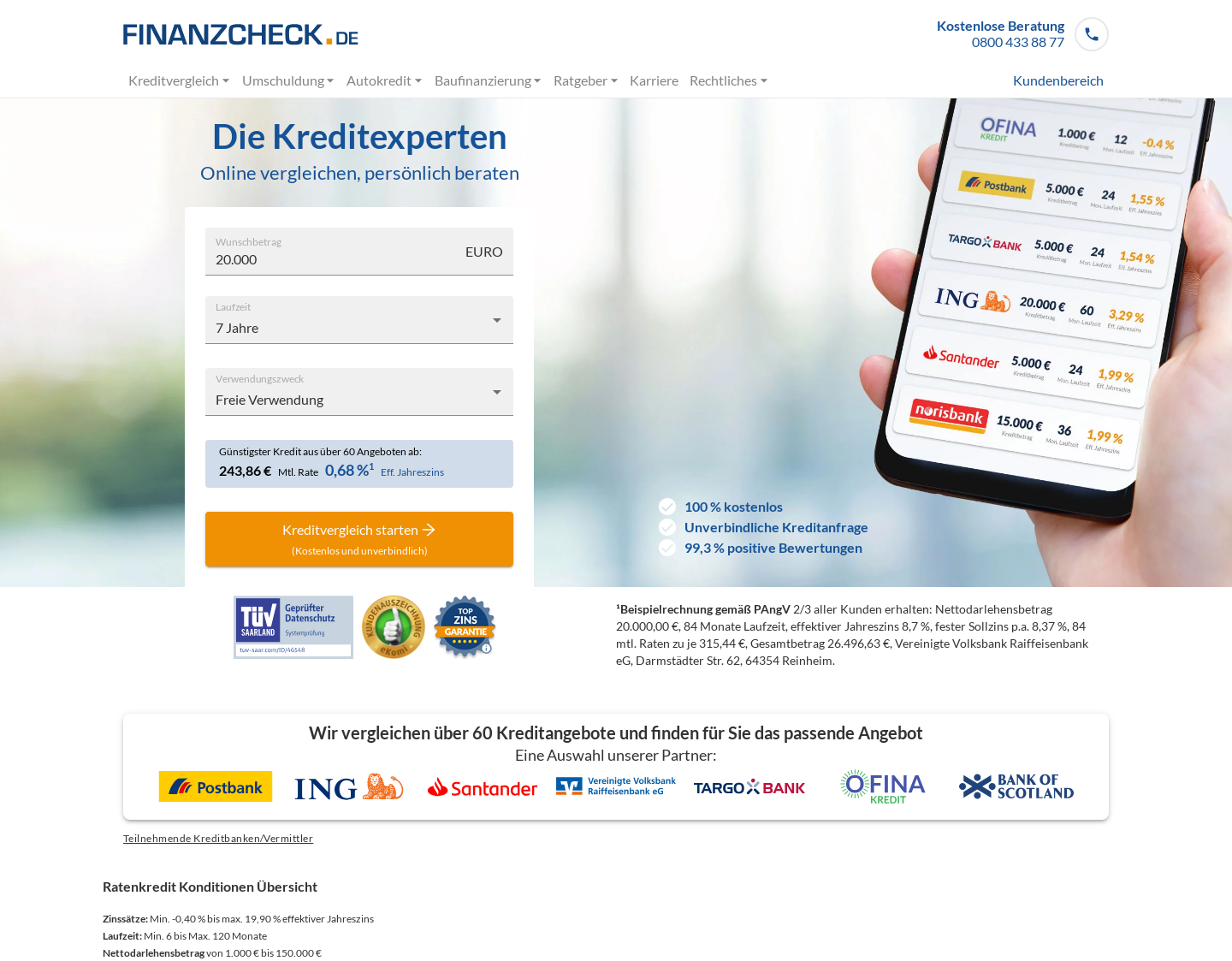 Aktuelle Website-Vorschau von Finanzen checken