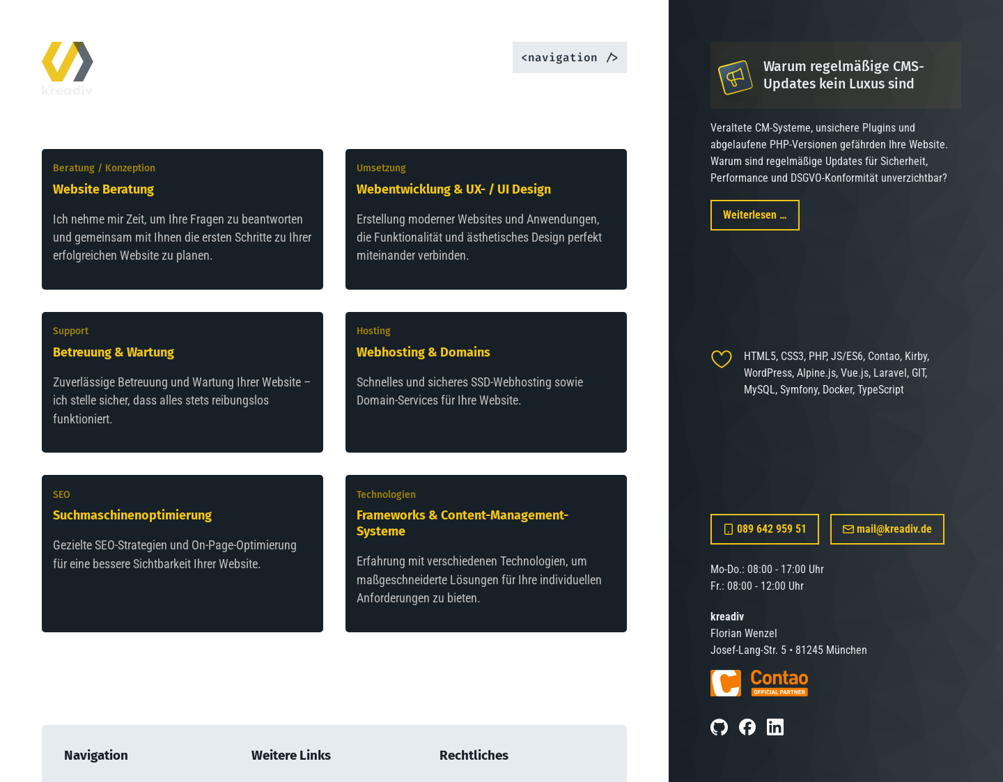 Aktuelle Website-Vorschau von Wenzel Webdesign / Webdesign in München
