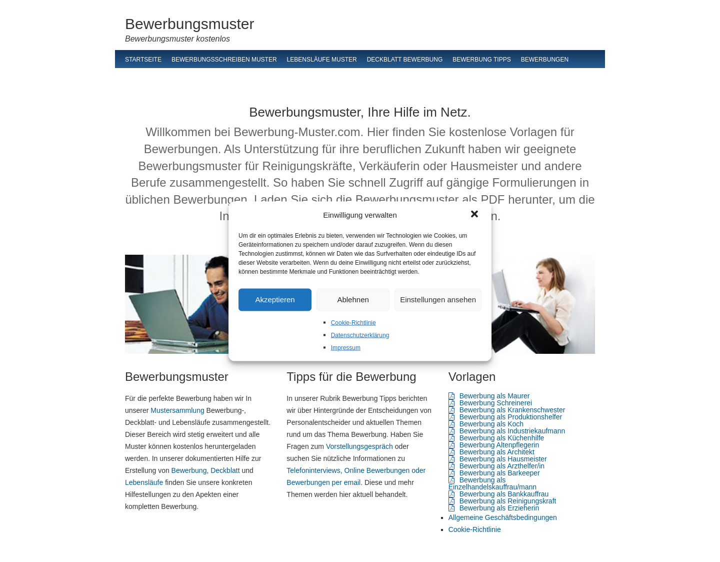 Aktuelle Website-Vorschau von Bewerbung Muster