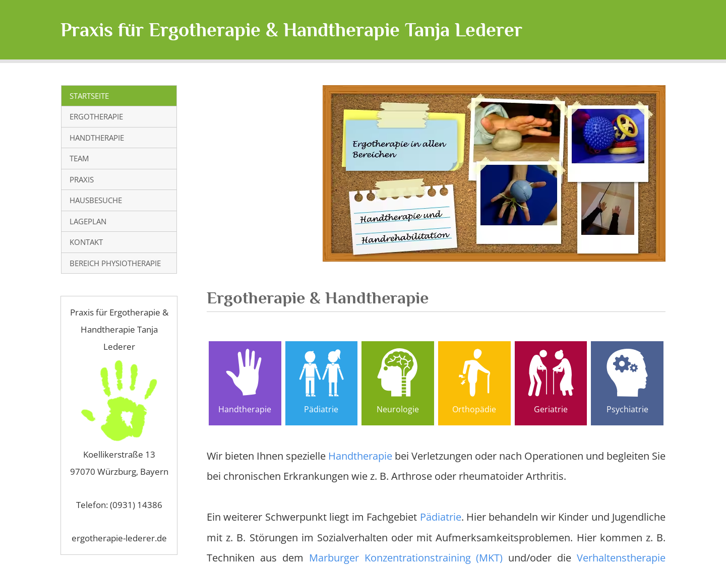 Aktuelle Website-Vorschau von Praxis für Ergotherapie und Handtherapie