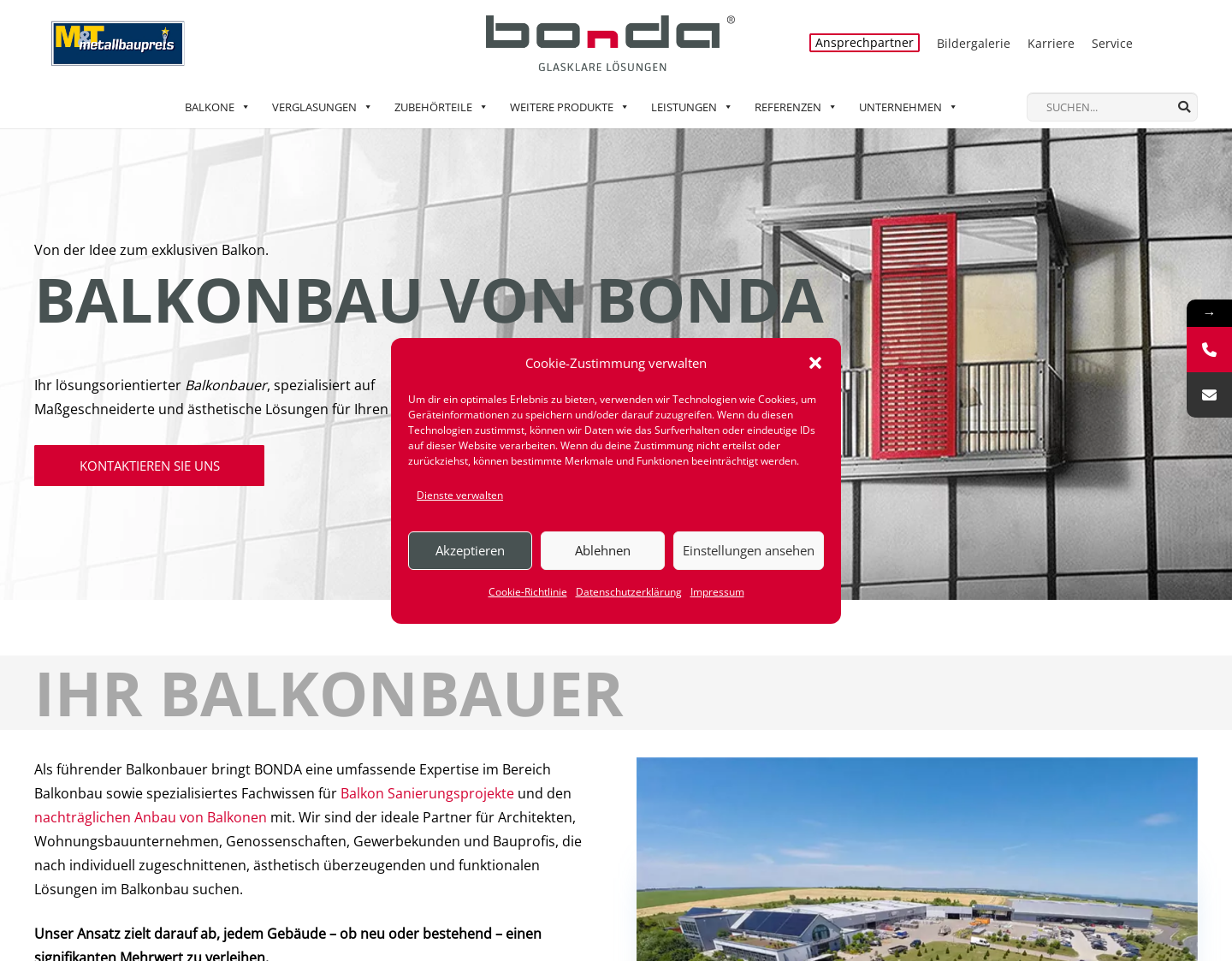Aktuelle Website-Vorschau von BONDA Balkon- und Glasbau GmbH