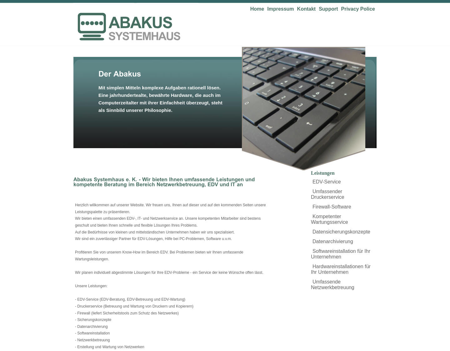 Aktuelle Website-Vorschau von Abakus Systemhaus e.K.