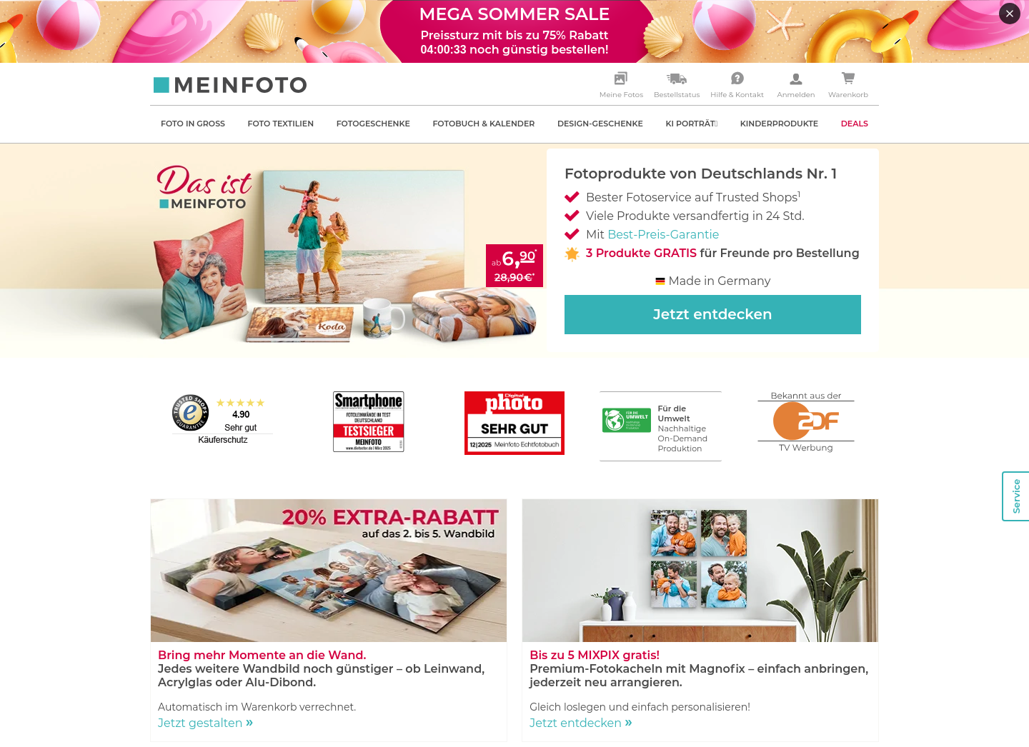 Aktuelle Website-Vorschau von meinfoto.de