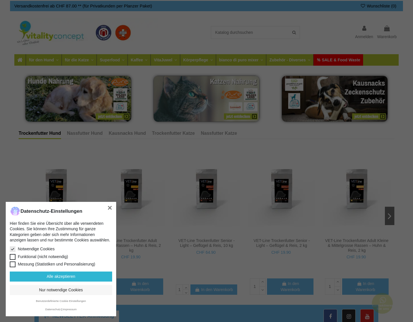 Aktuelle Website-Vorschau von vitality concept caminada