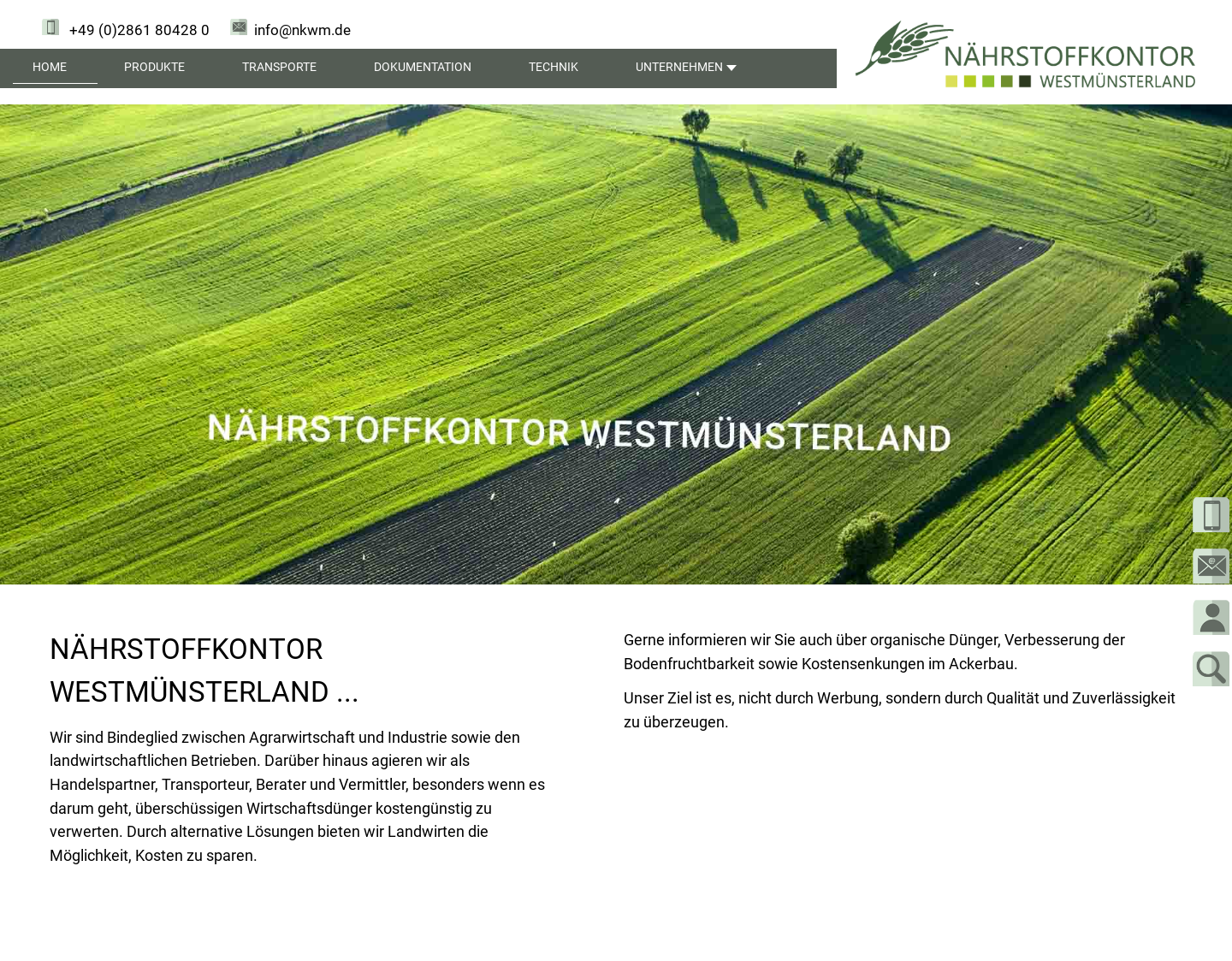 Aktuelle Website-Vorschau von Nährstoffkontor Westmünsterland