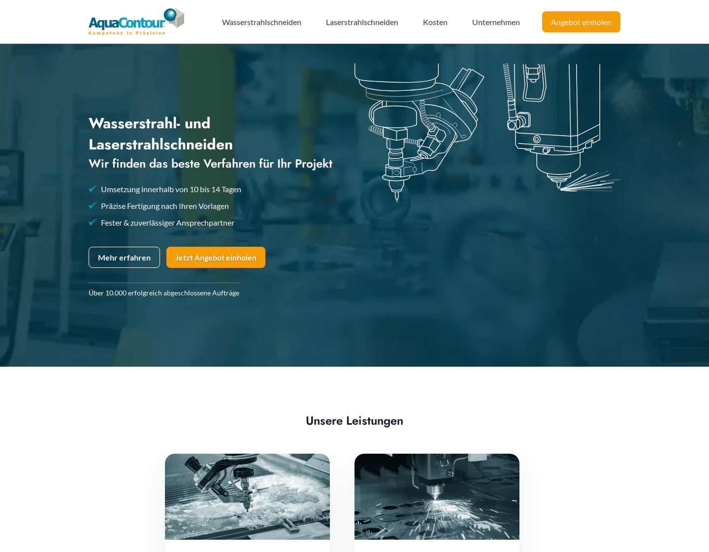 Aktuelle Website-Vorschau von Wasserstrahlschneiden