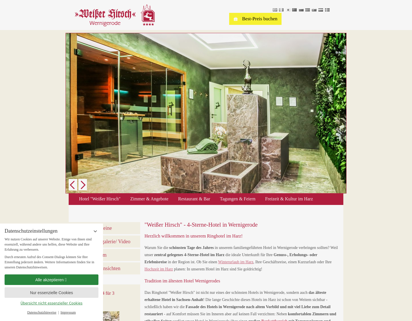 Aktuelle Website-Vorschau von Hotel Weisser Hirsch Wernigerode im Harz