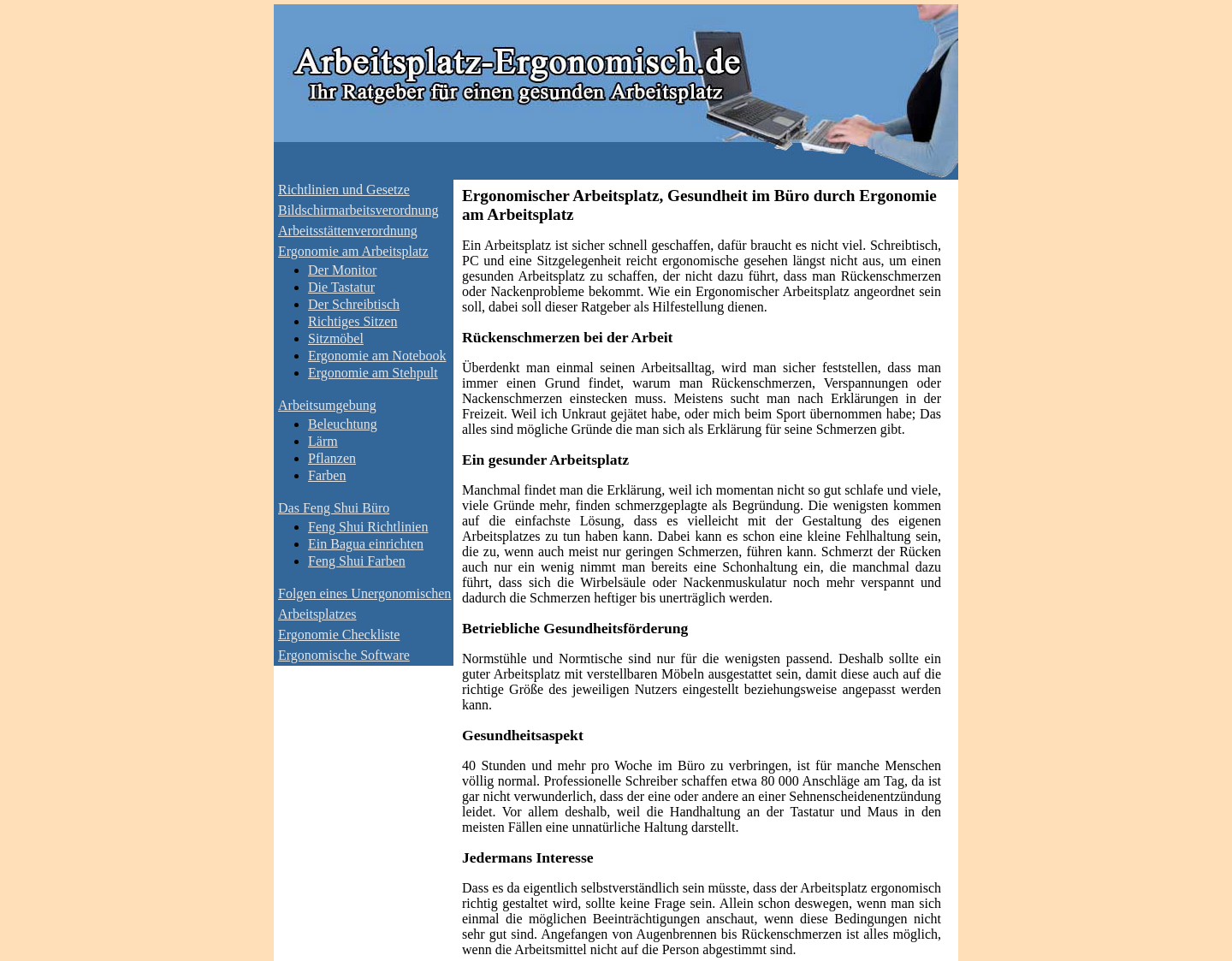 Aktuelle Website-Vorschau von Ergonomie am Arbeitsplatz