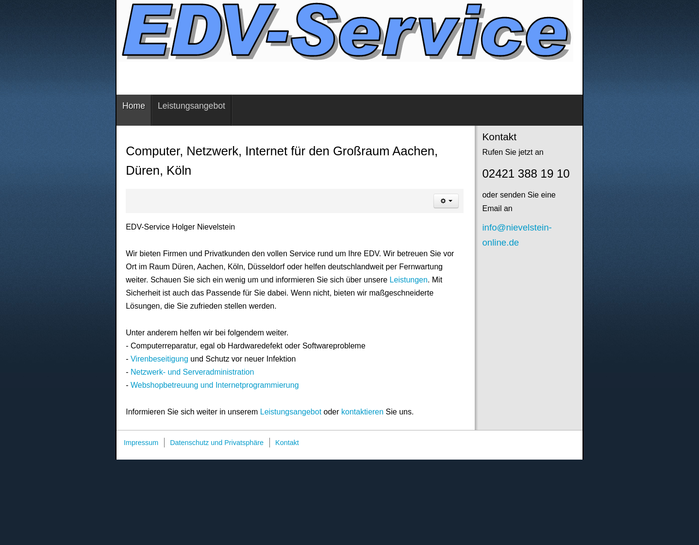 Aktuelle Website-Vorschau von EDV-Service Holger Nievelstein