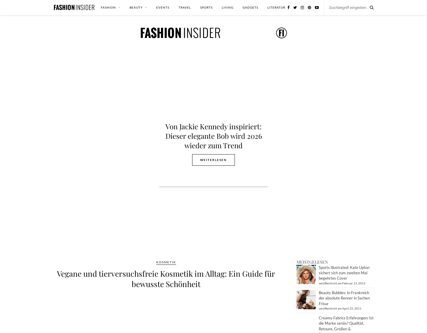Aktuelle Website-Vorschau von Fashion-Insider
