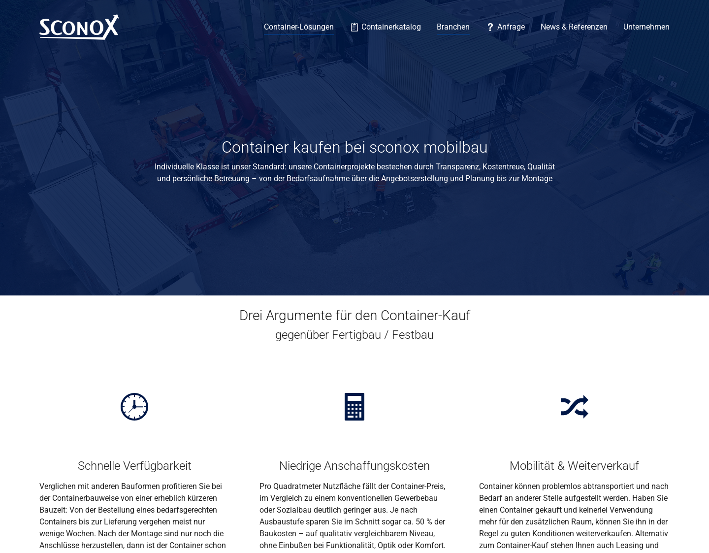 Aktuelle Website-Vorschau von Bürocontainer und Stahlhallen