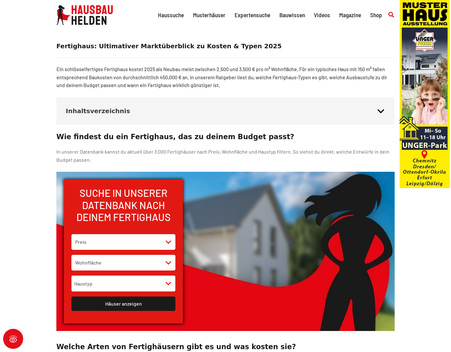 Aktuelle Website-Vorschau von Fertighausscout.de