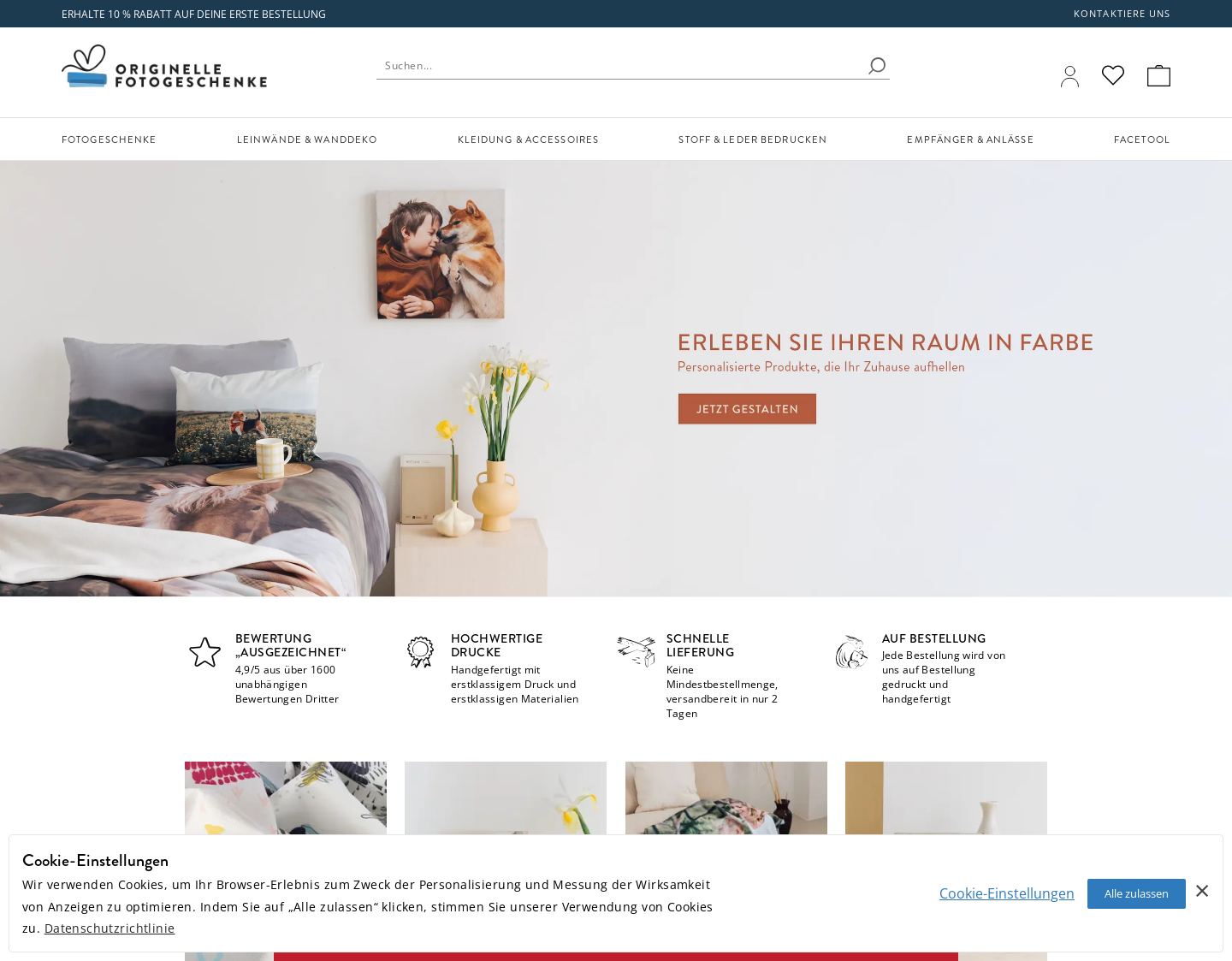 Aktuelle Website-Vorschau von Fotogeschenke