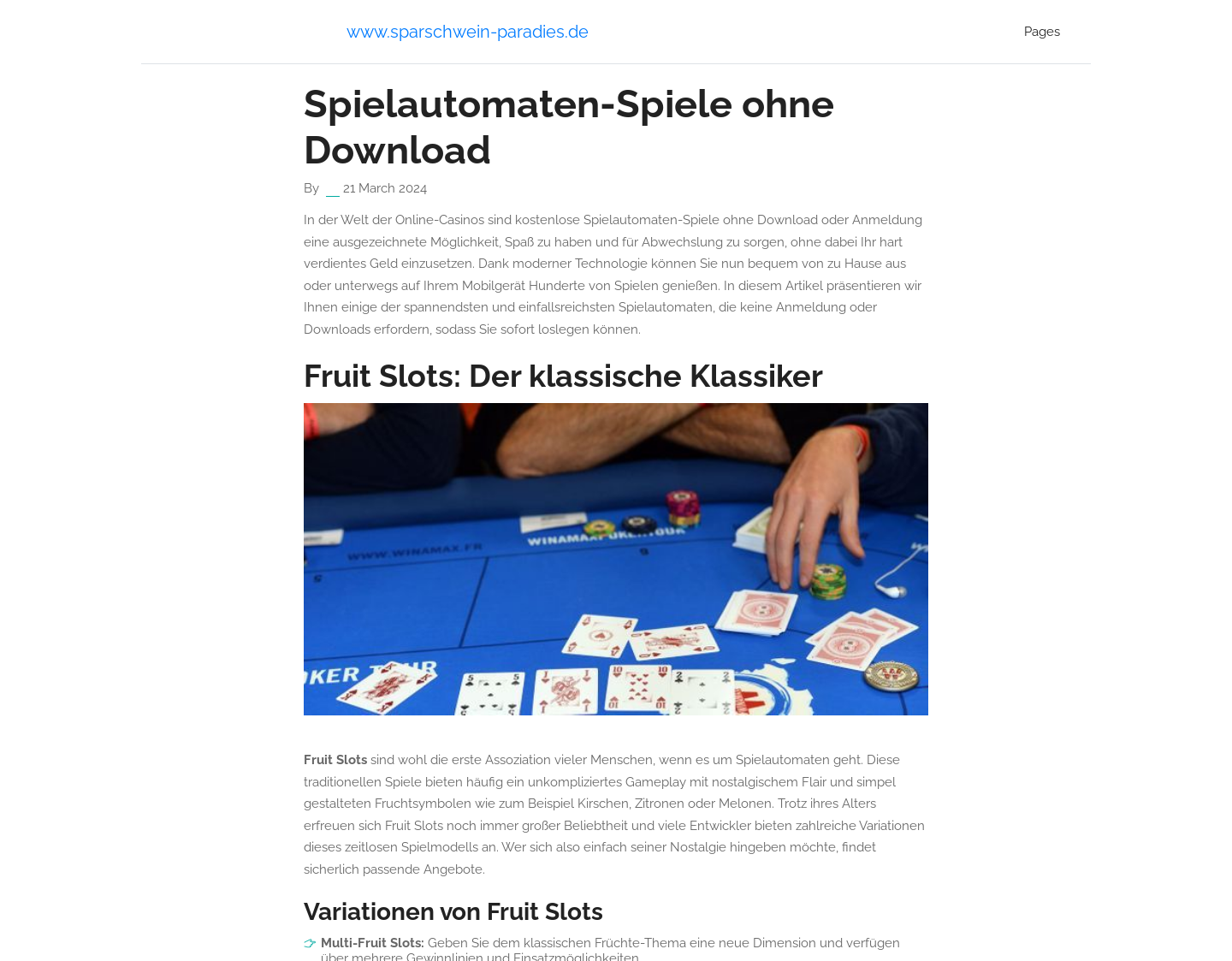 Aktuelle Website-Vorschau von Sparschweine Paradies