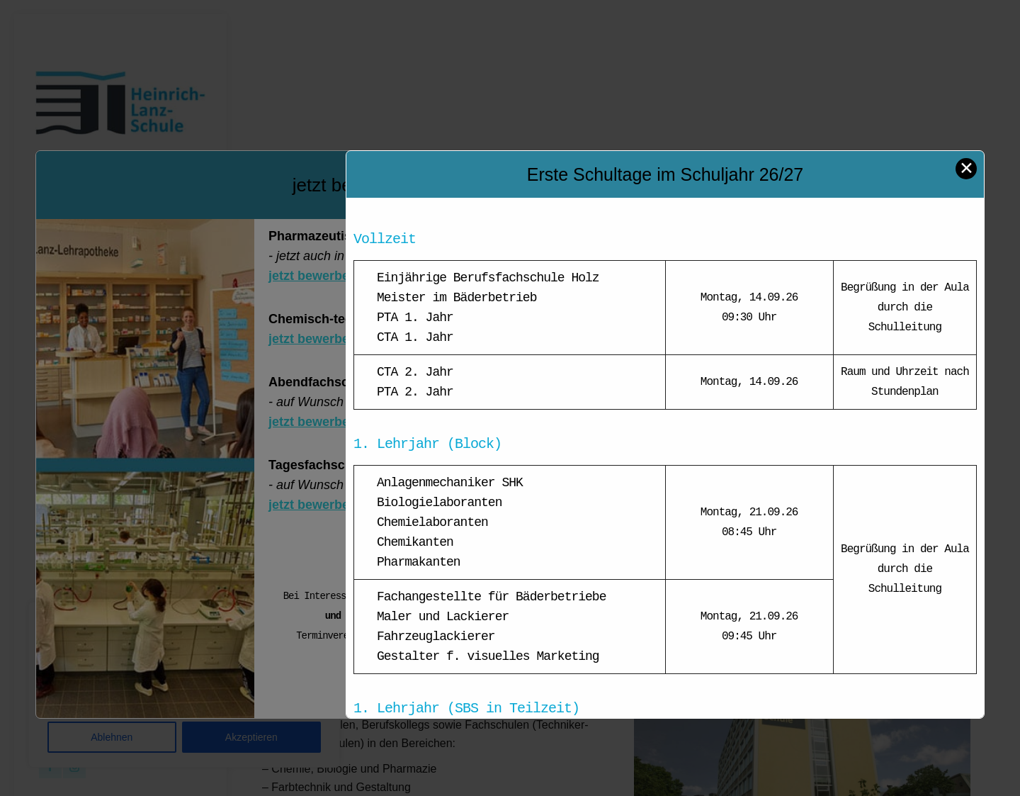 Aktuelle Website-Vorschau von Heinrich-Lanz-Schule II