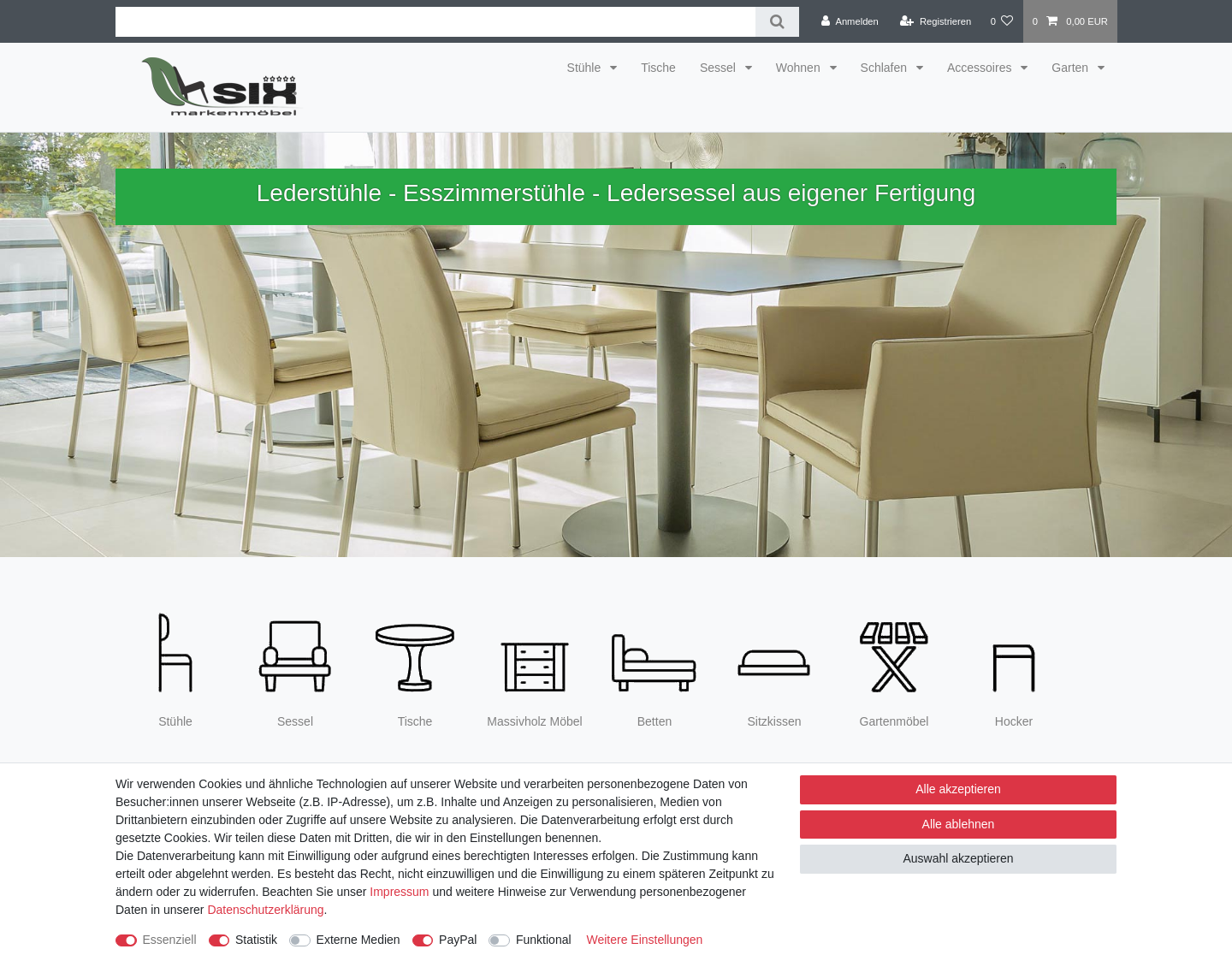 Aktuelle Website-Vorschau von EMAN Möbelvertrieb - SIX die Möbelmarke