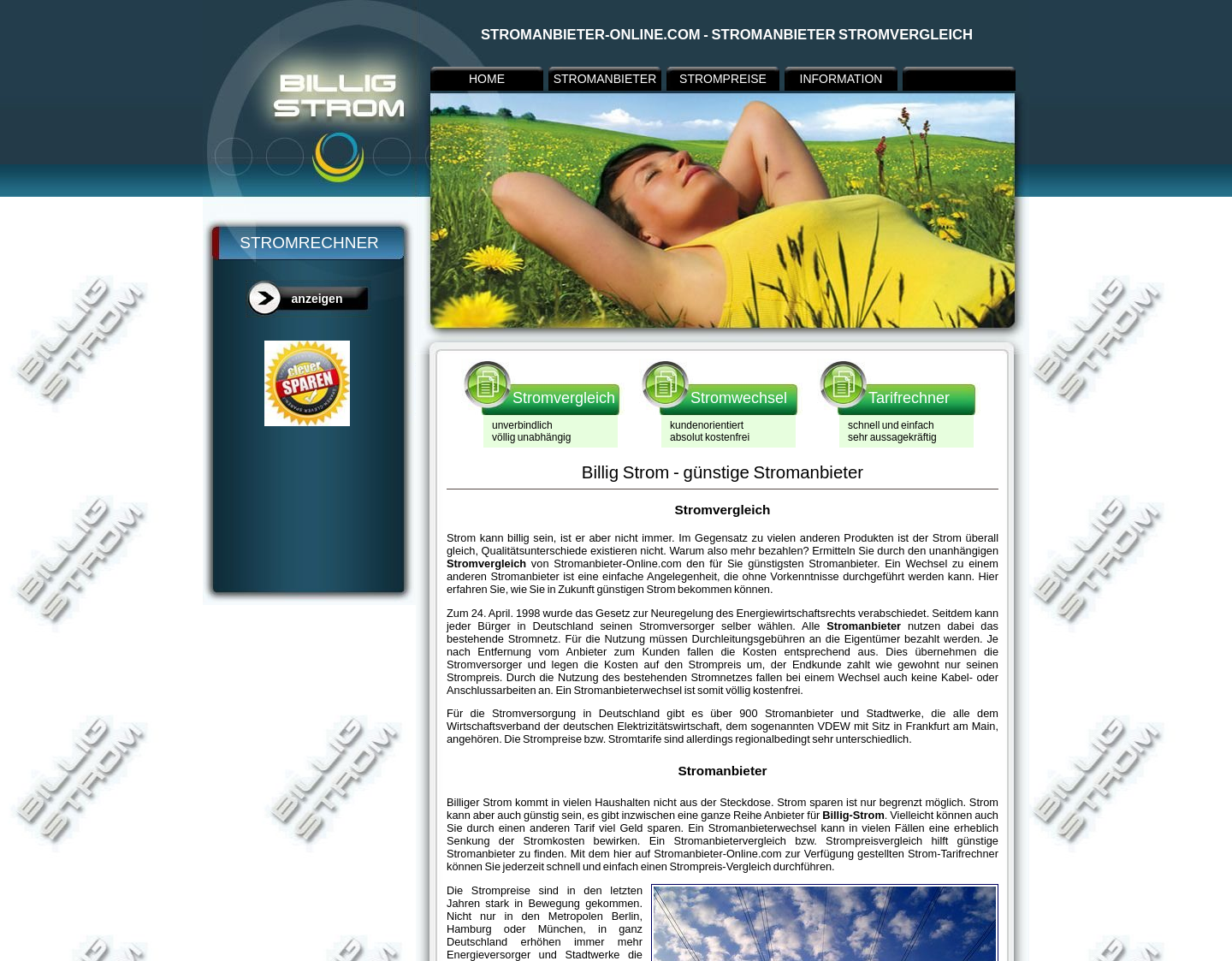 Aktuelle Website-Vorschau von Stromanbieterwechsel