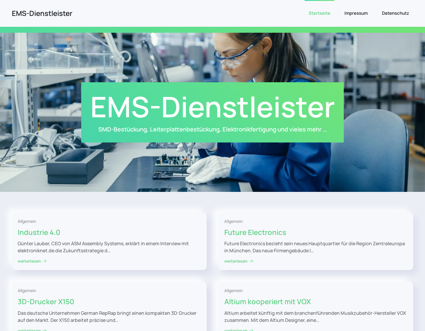 Aktuelle Website-Vorschau von EMS-Dienstleister