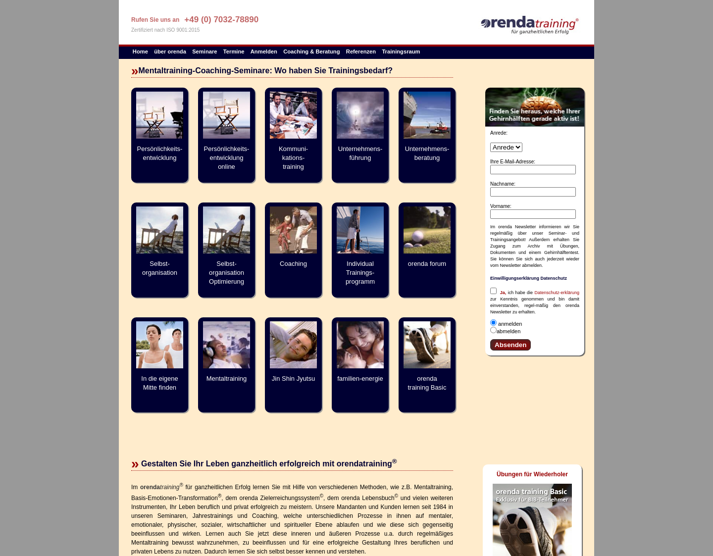 Aktuelle Website-Vorschau von Seminare und Coaching für Ihren Erfolg