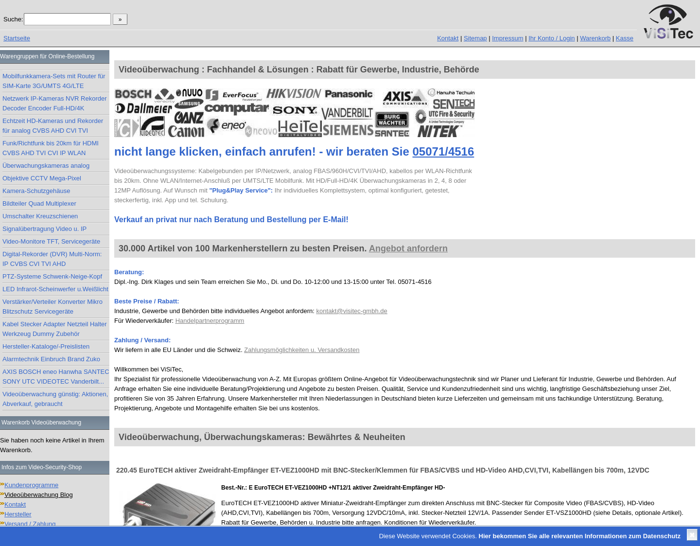 Aktuelle Website-Vorschau von Videoüberwachung von ViSiTec
