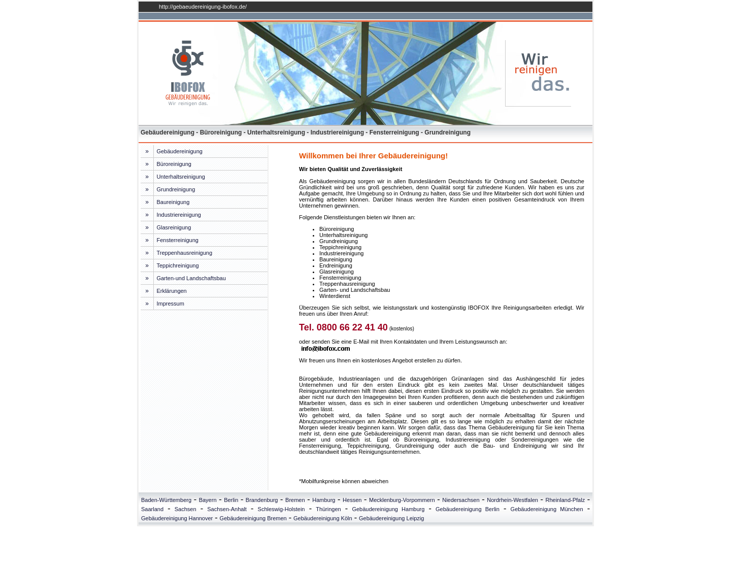 Aktuelle Website-Vorschau von Professionelle Büroreinigung