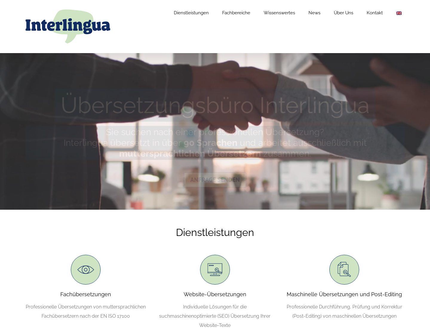 Aktuelle Website-Vorschau von Übersetzungsbüro Interlingua, Wien