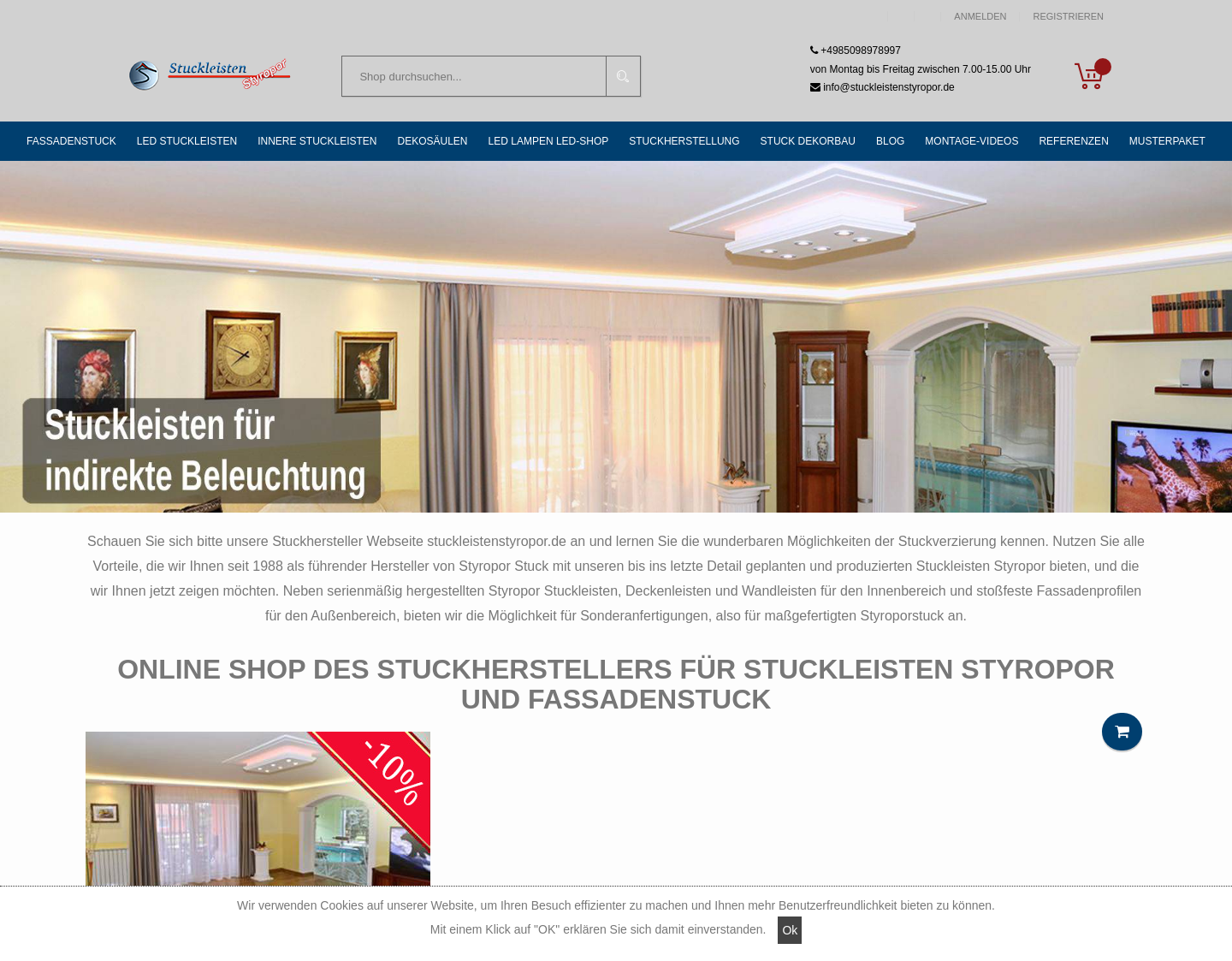 Aktuelle Website-Vorschau von Stuckleisten aus Styropor (Polystyrol)