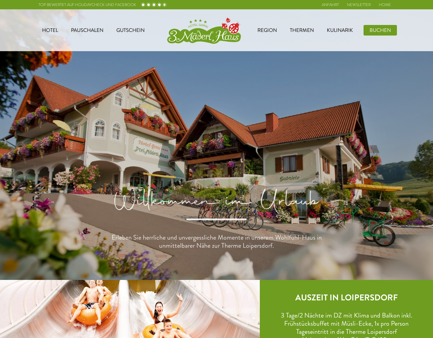 Aktuelle Website-Vorschau von Thermenhotel Drei Mäderl Haus