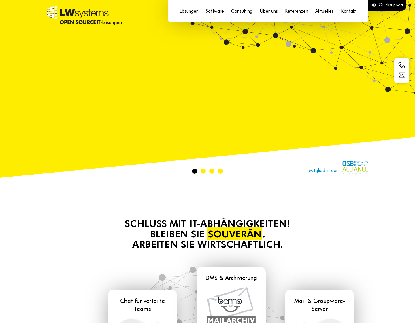 Aktuelle Website-Vorschau von LWsystems – Partner des Mittelstands in