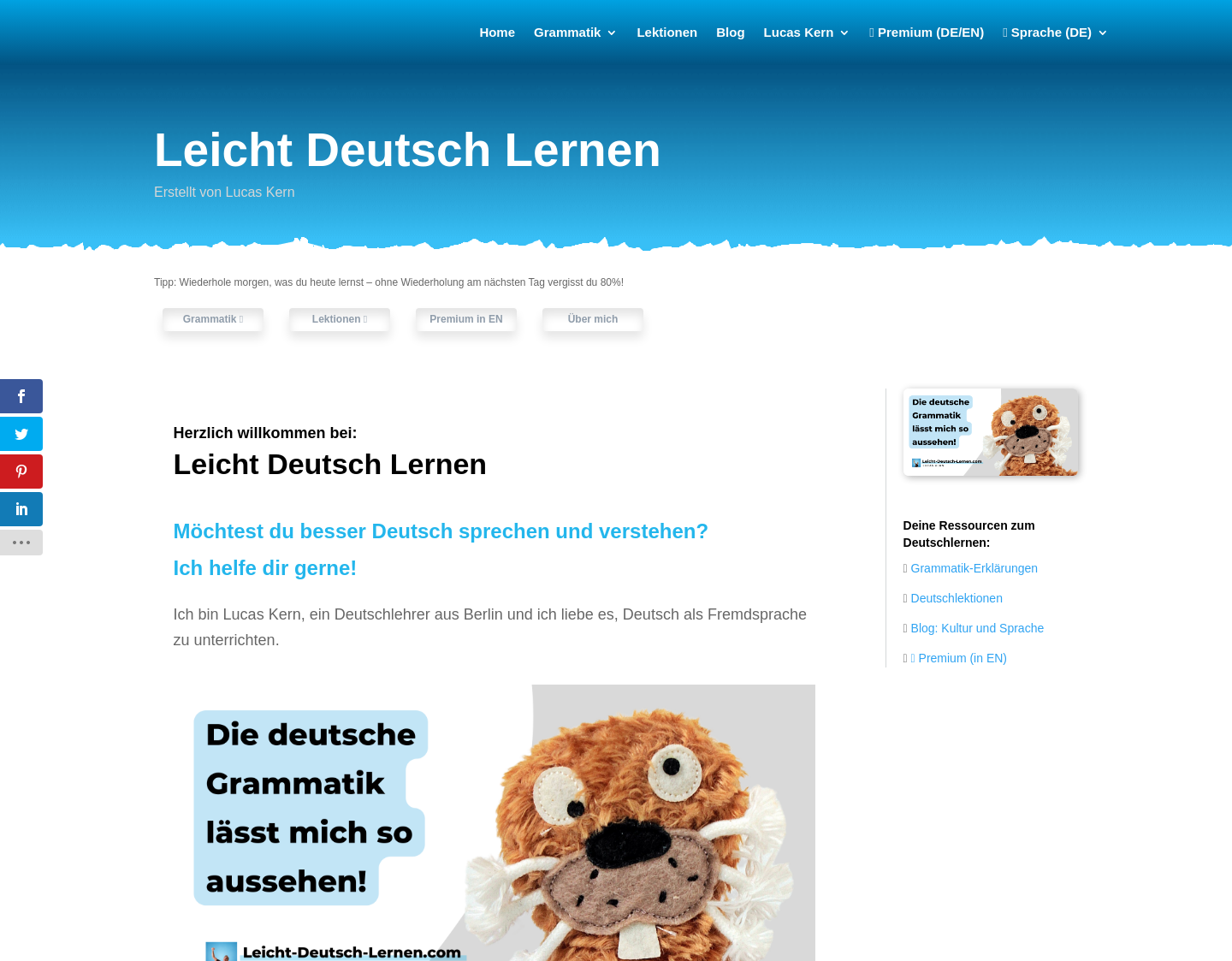 Aktuelle Website-Vorschau von Leicht Deutsch Lernen