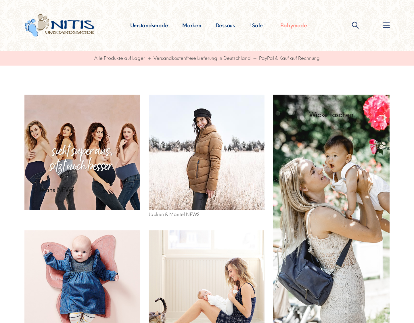Aktuelle Website-Vorschau von Umstandskleidung Internet Shop